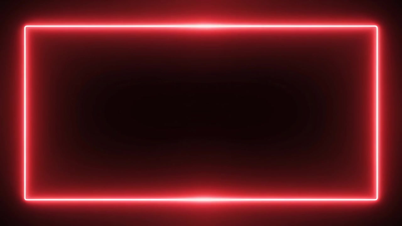 Glowing Red Neon Rectangular Frame on Black Background