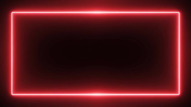 Glowing Red Neon Rectangular Frame on Black Background
