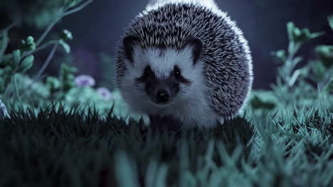 hedgehog in a moonlight forest