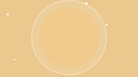 animation of white circle pulsating and white circles pattern on seamless loop on yellow background