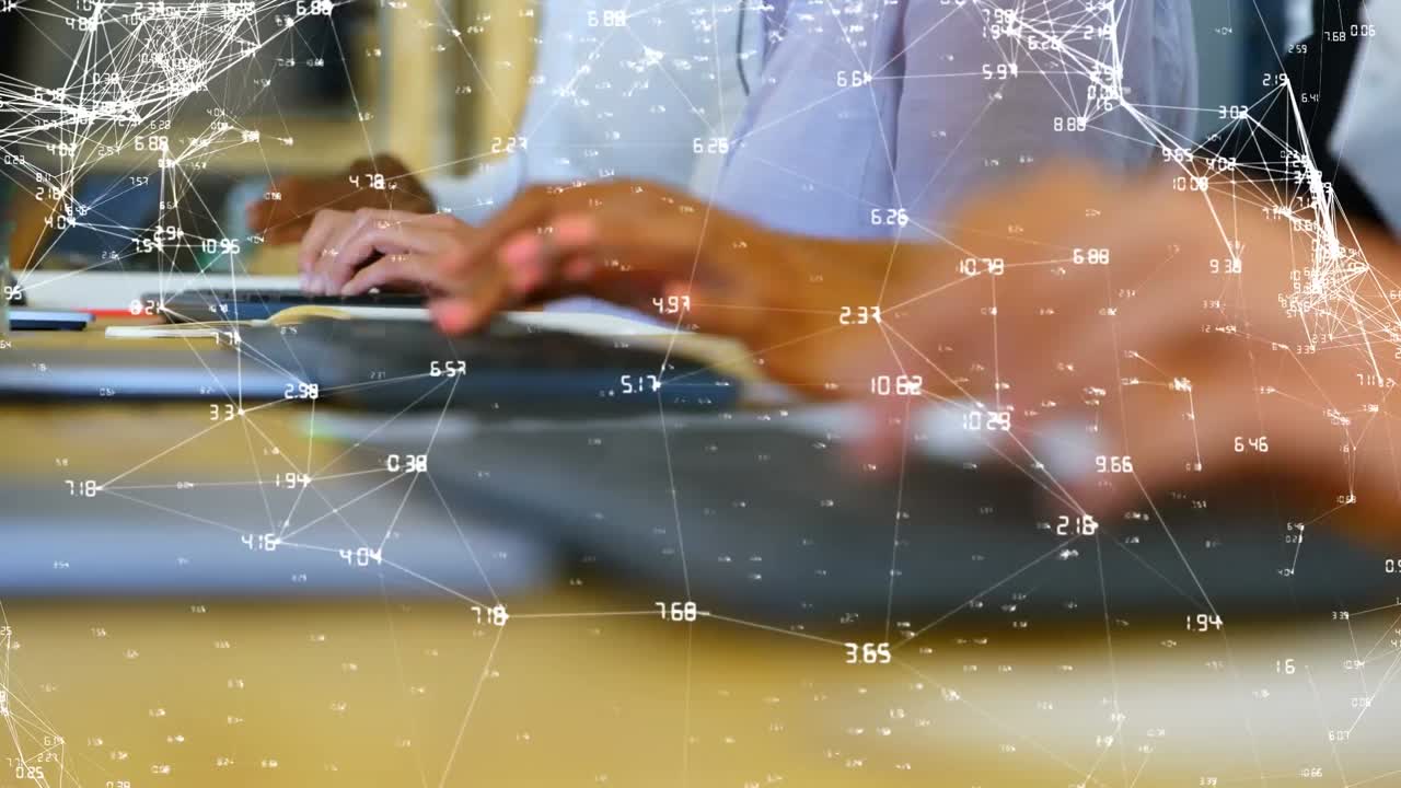 animación de formas sobre diversas personas de negocios en la oficina