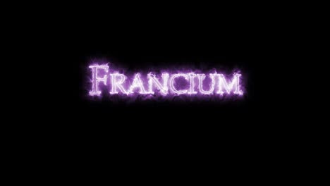 francium, chemisches element, geschrieben mit feuer. schleife