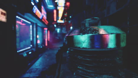 cyberpunk alley with neon lights