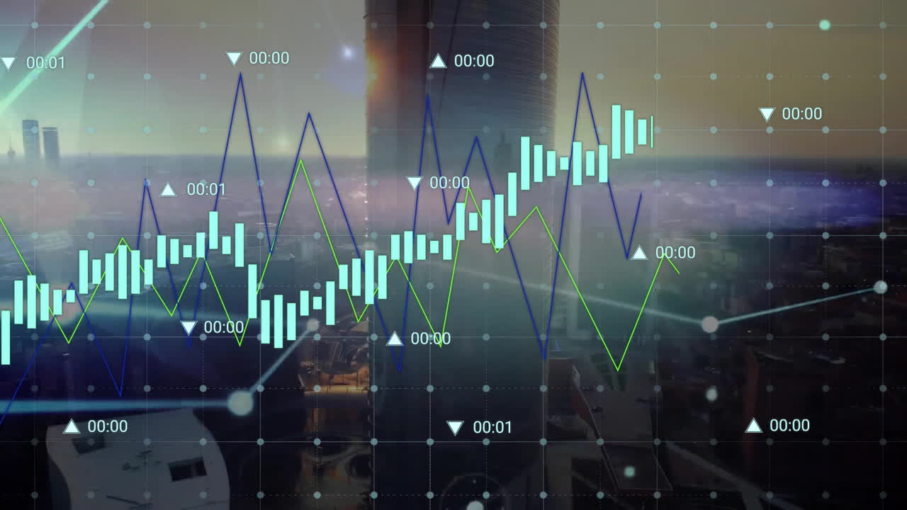 animación del procesamiento de datos sobre el paisaje urbano