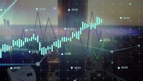 animation of data processing over cityscape