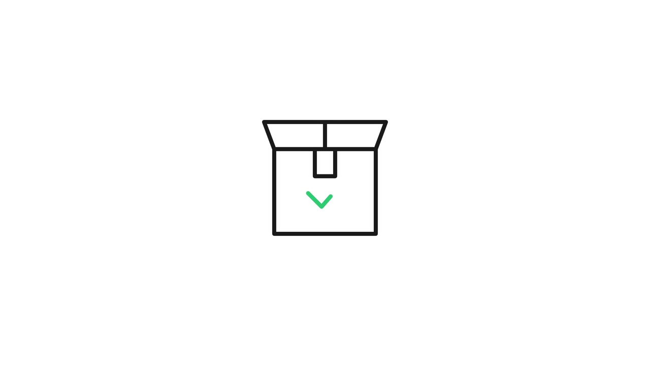 Animated Line Art Icon of a Cardboard Box Being Sealed