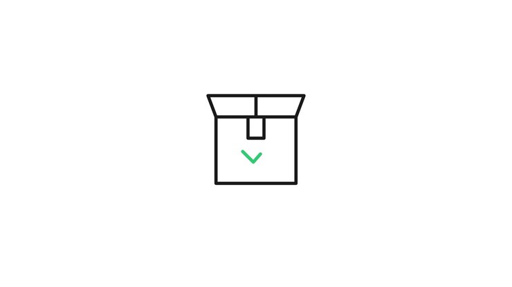 Animated Line Art Icon of a Cardboard Box Being Sealed