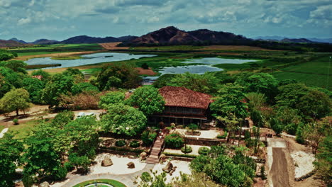 aerial view of a beautiful house and landscape in costa rica