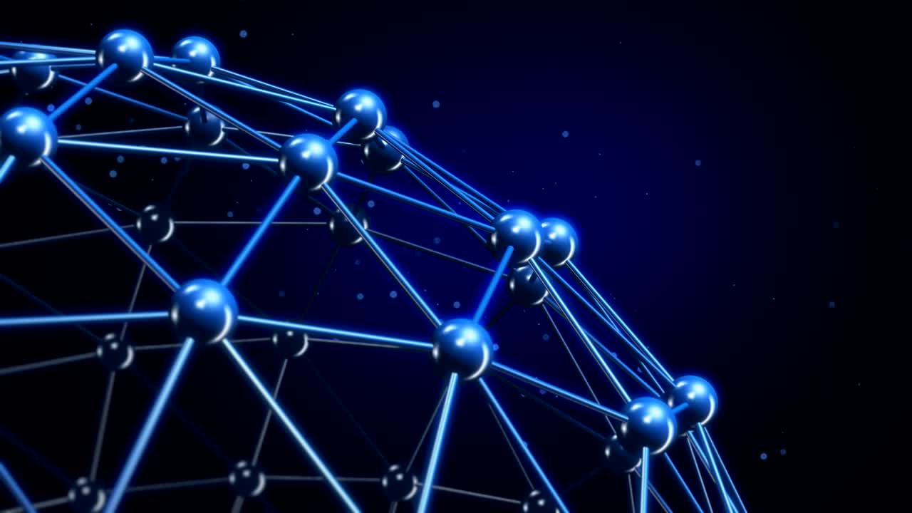 Molecule sphere rotates, 3d background abstraction