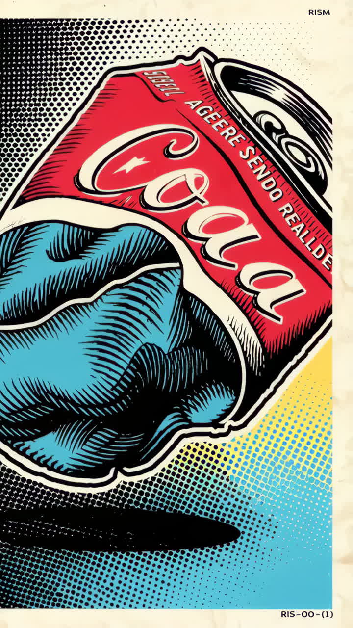 Pop Art Style Crumpled Coala Soda Can