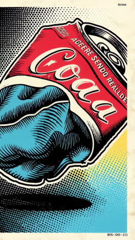 pop art style crumpled coala soda can