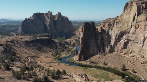 Flying-over-the-entrance-of-Smith-Rock-State-Park