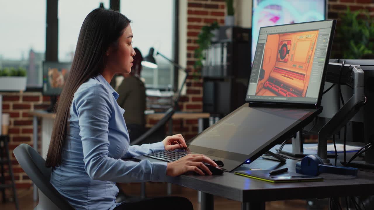 Graphic designer working on gaming interface development