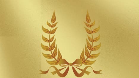 Digital-animation-of-logo-design-with-metallic-wreath-against-golden-background