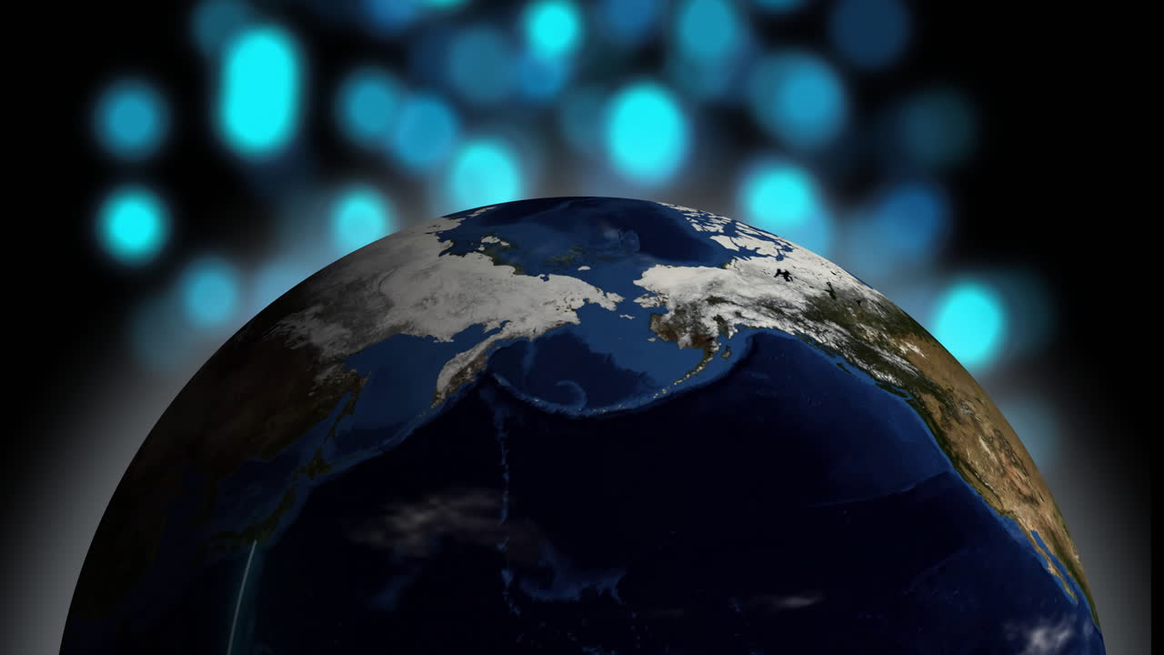 animación de conexiones brillantes y globo sobre fondo negro