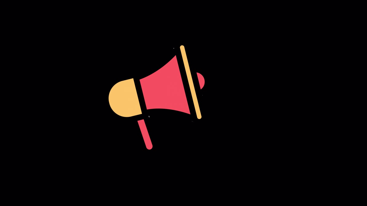 Animated Megaphone Icon for Communication and Announcement