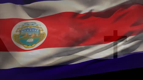 Animation-Des-Christlichen-Kreuzes-Und-Der-Flagge-Von-Costa-Rica