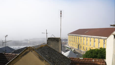 timelapse of lissabon shot while fog