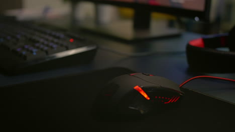 closeup of professional mouse with rgb lighting