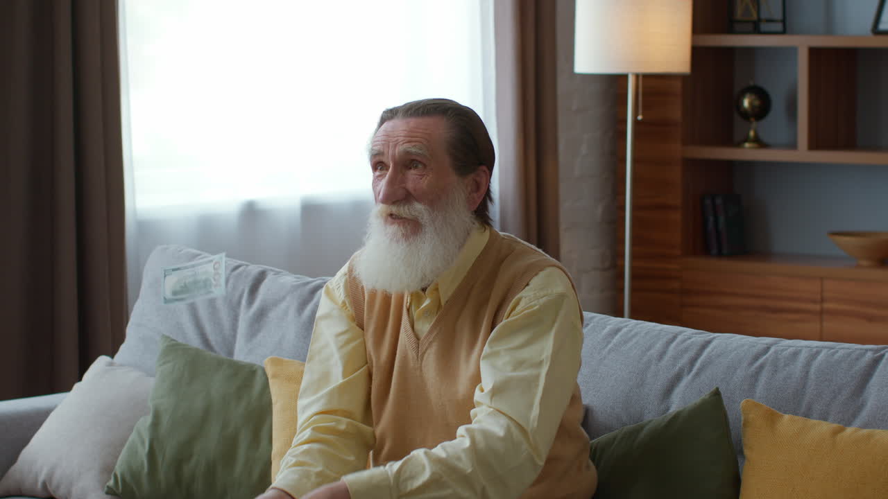Elderly Man Throwing Money in Excitement