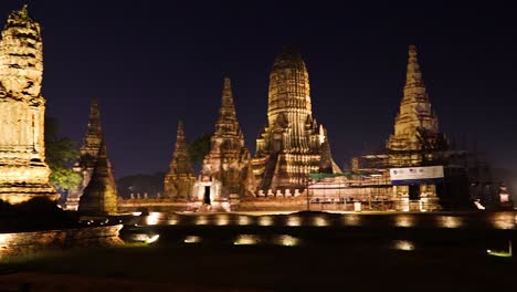 historic temple complex lit up after dusk