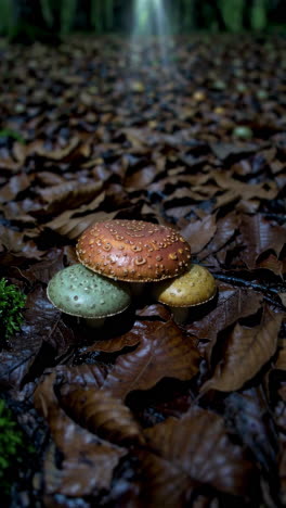 colorful mushrooms in a forest