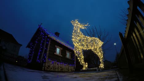 Weihnachtsgirlande-Führte-Lichter.-Zeitraffer-Von-Hirschen