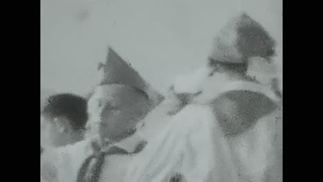 black and white video of a pioneers in a tie. circa ussr 1970: black and white video of a pioneers in a tie