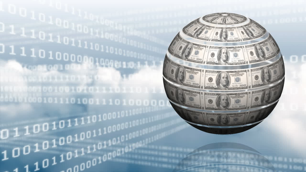 girare il globo monetario contro i codici binari