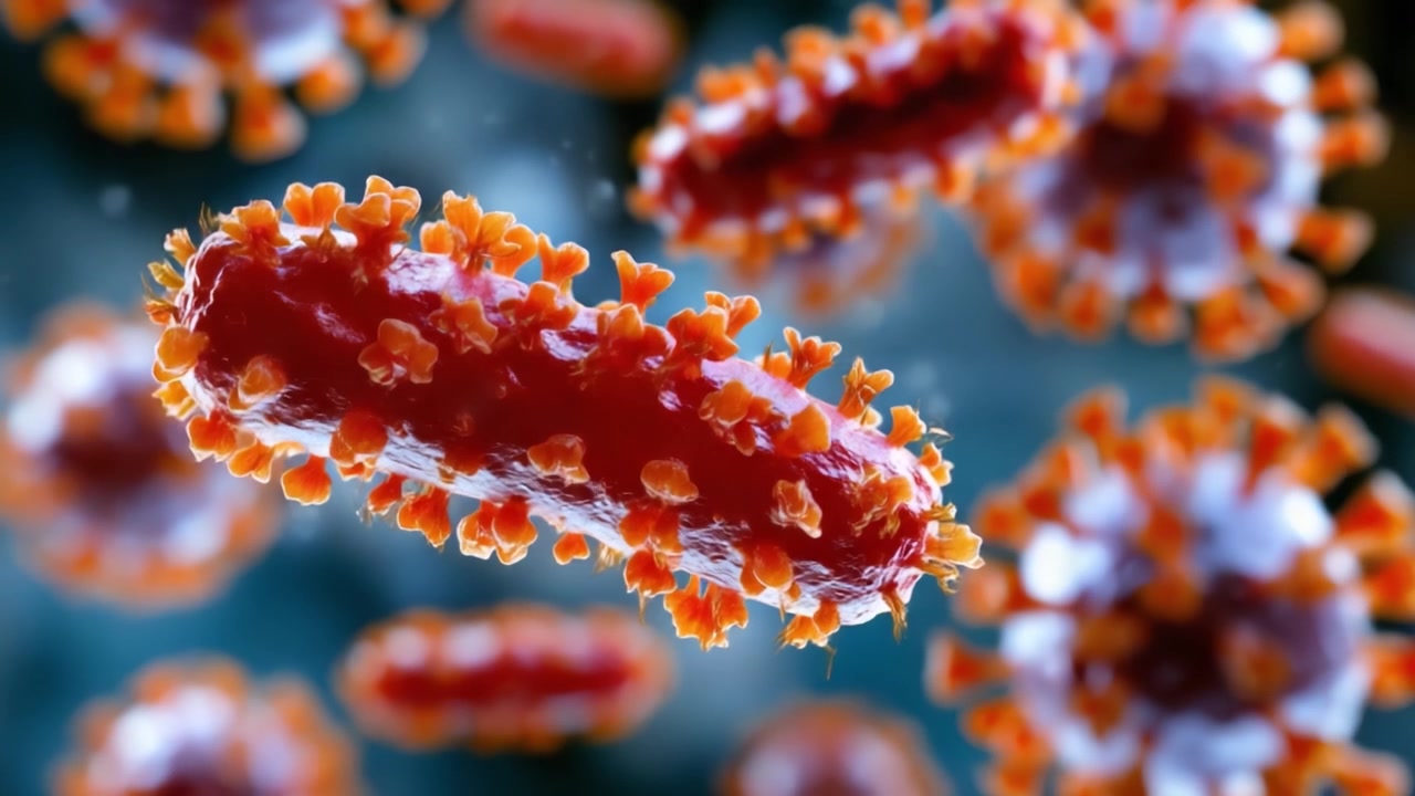 An Intricate Close-Up of Bacteria Showcasing Vibrant Structures and Cellular Features, Highlighting the Complexities of Microbial Life Under Microscopic Examination