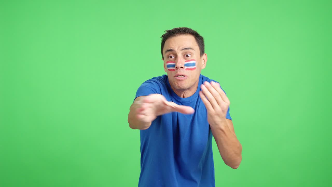 Man Cheering for Thailand, angry with the decision of referee