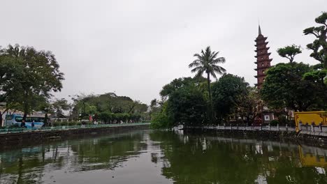 scenic view of tran quoc pagoda and lake