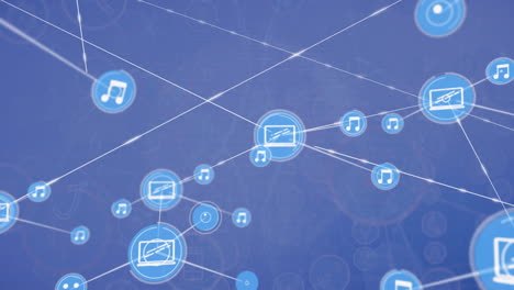 animación de la red de conexiones con iconos digitales