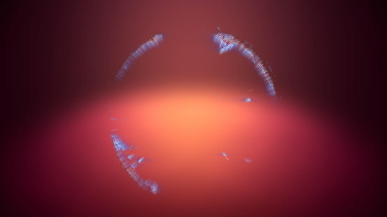 animación del procesamiento de datos sobre globo y fondo naranja