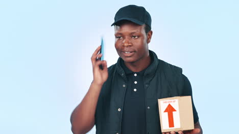 Delivery-man,-box-and-phone-call-for-courier