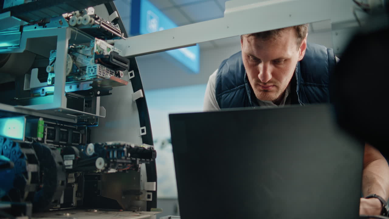 Technician Working on ATM Maintenance