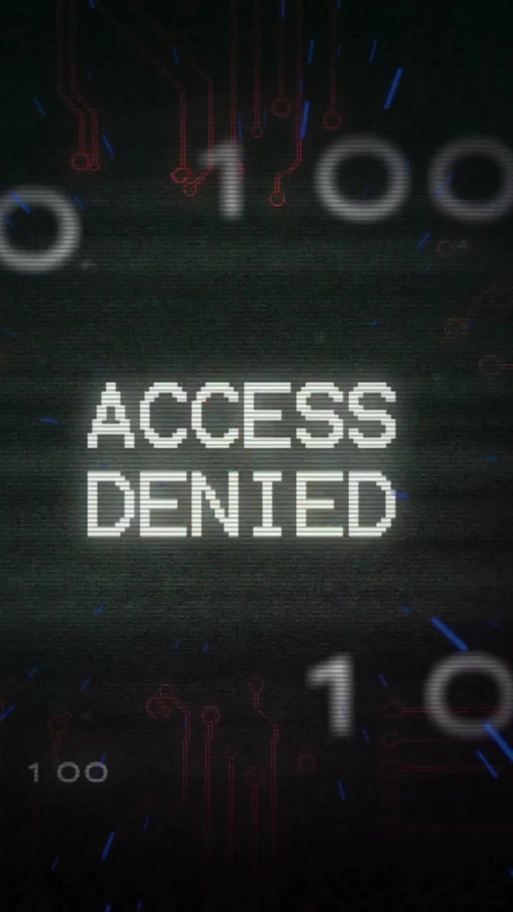 Access denied text over binary code and circuit board animation