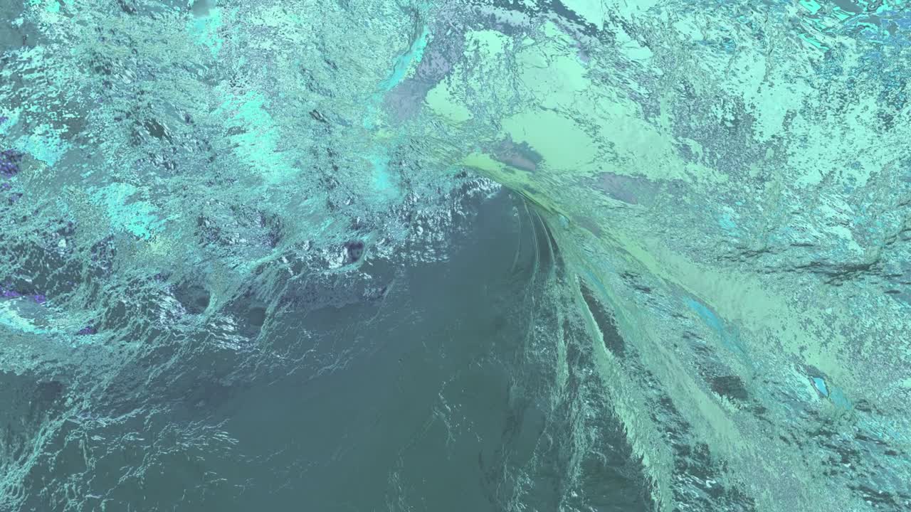 물 터널을 통한 여행: 파이프에 있는 터널에서 물의 느린 흐름, 4k 원형 무결 루프.