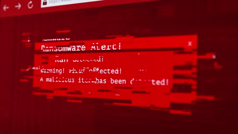 Ransomware malware alert warning sign digital binary code in background hacker ddos attack cyber