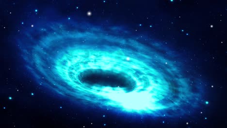 Eine-Blaue-Gaswolke-Mit-Einem-Schwarzen-Loch-In-Der-Mitte,-Die-Sich-Im-Universum-Bewegt