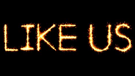 like us text sparkler glitter sparks firework loop animation