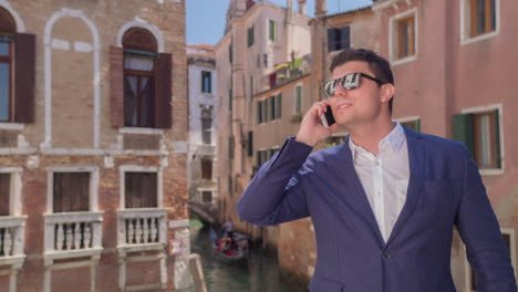 businessman on phone in venice