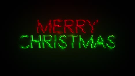 isolated red and green colored neon merry christmas title background sign with loop
