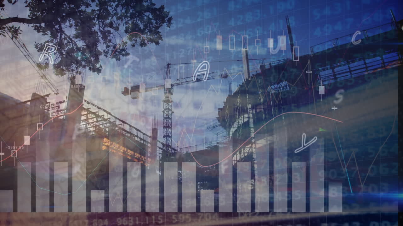 Animation der Datenverarbeitung über dem Stadtbild