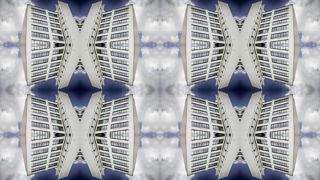 Old factory and industrial complex with passing clouds made into abstract pattern