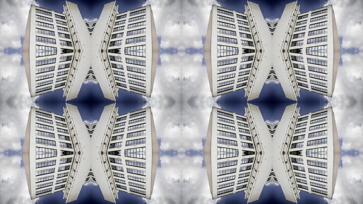 Old factory and industrial complex with passing clouds made into abstract pattern