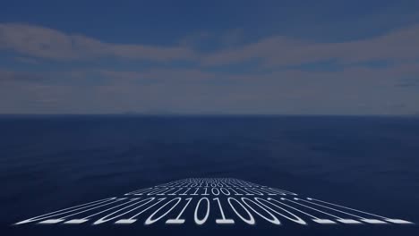animación de codificación binaria sobre el mar