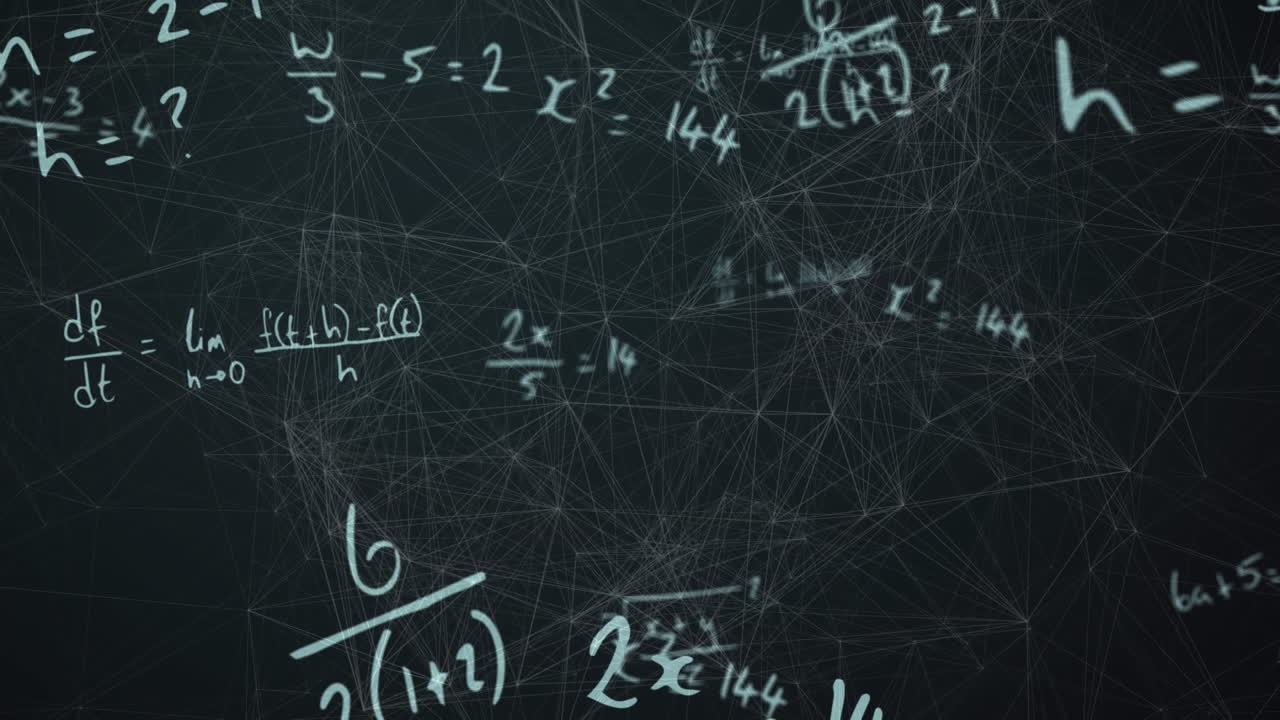 animación de ecuaciones científicas escritas a mano sobre fondo negro