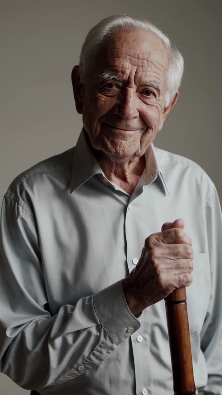Portrait of a Senior Man with Cane