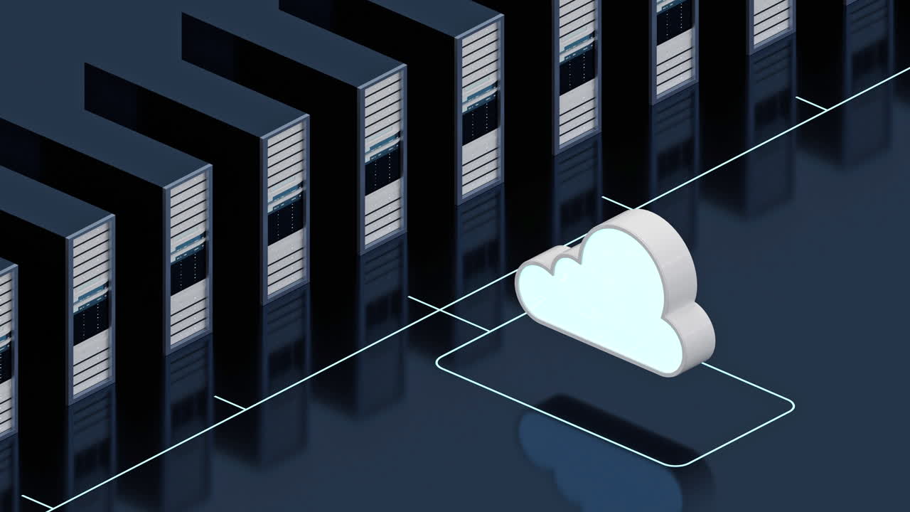 equipos de información y computación en la nube, renderización 3d.